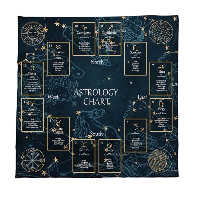 Tarots Tablecloth Constellations Pattern Astrology Altars Cloth Divinations Card Table Cloth Tapestry Witchcrafts Supply