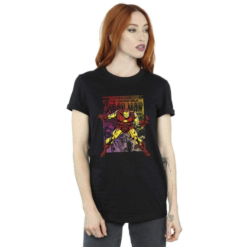 Marvel Womens/Ladies Iron Man Gradient Comic Cotton Boyfriend T-Shirt