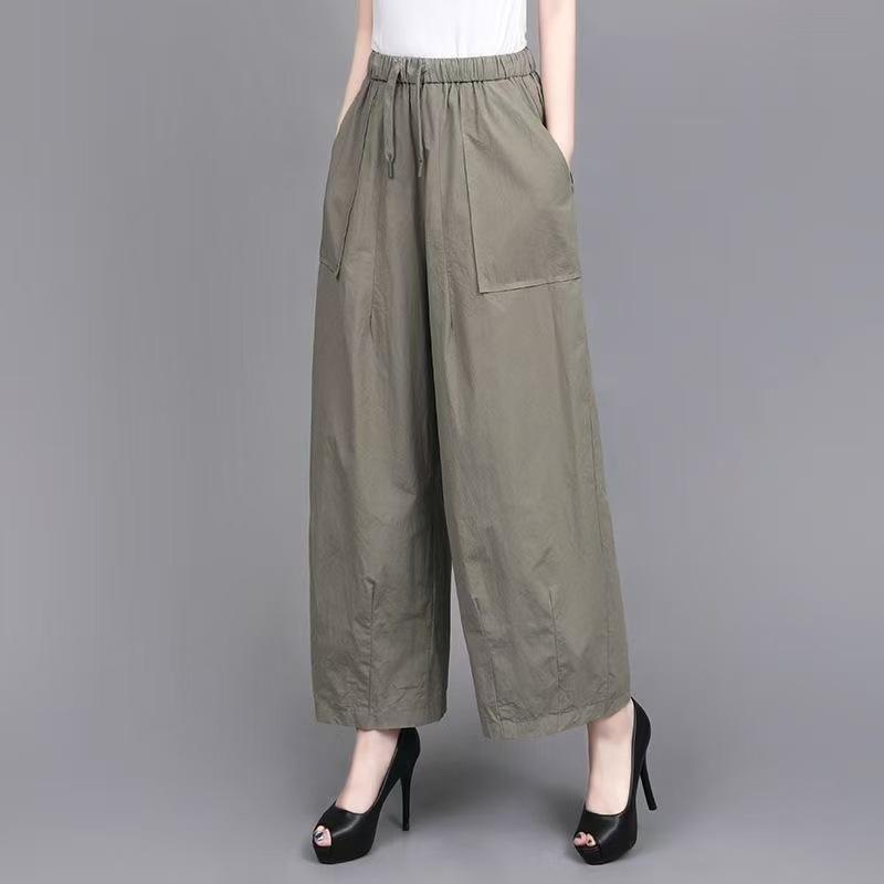 Summer Fashion All-match Thin Harem Pants Large Size Wide-leg Drape High Waist Thin Loose Casual Nine-point Pants