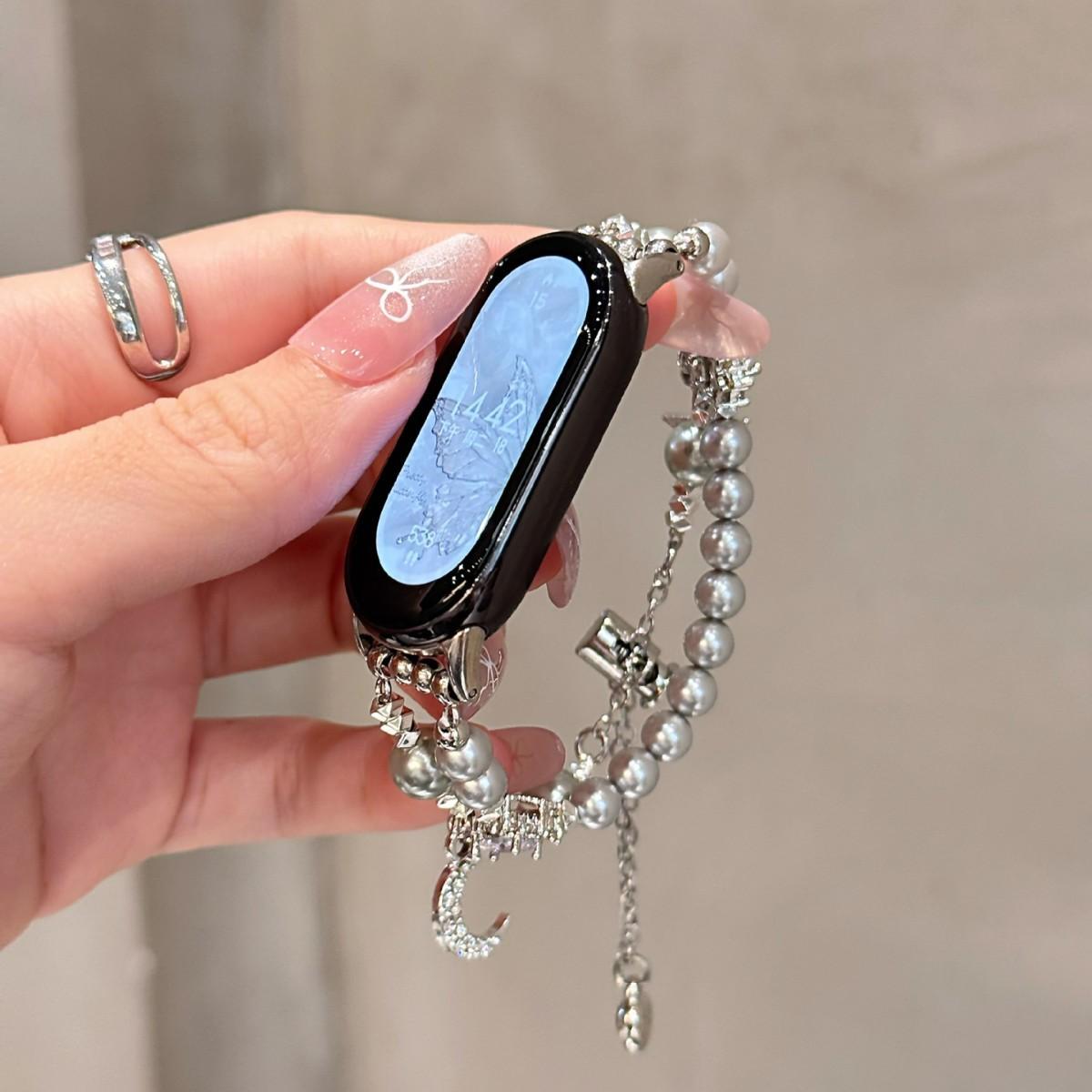 

Ланцюжок з перлин, зірок, місяця та діамантів для браслета Xiaomi Mi 89 Fit3, ремінець для Huawei GT45Pro, iwatchs10 Apple Applicable: huawei gt3-46mm
