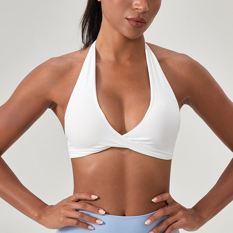 Hanging Neck Sling Sports Vest Women Slim fit With Chest Pad Outdoor Fitness Bra Running Top Yoga Underwear High Elastic