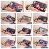 Fabric Phone Purse Flower Wallet Print Three Zippers Bags Fashion Canvas Wallet  Girl