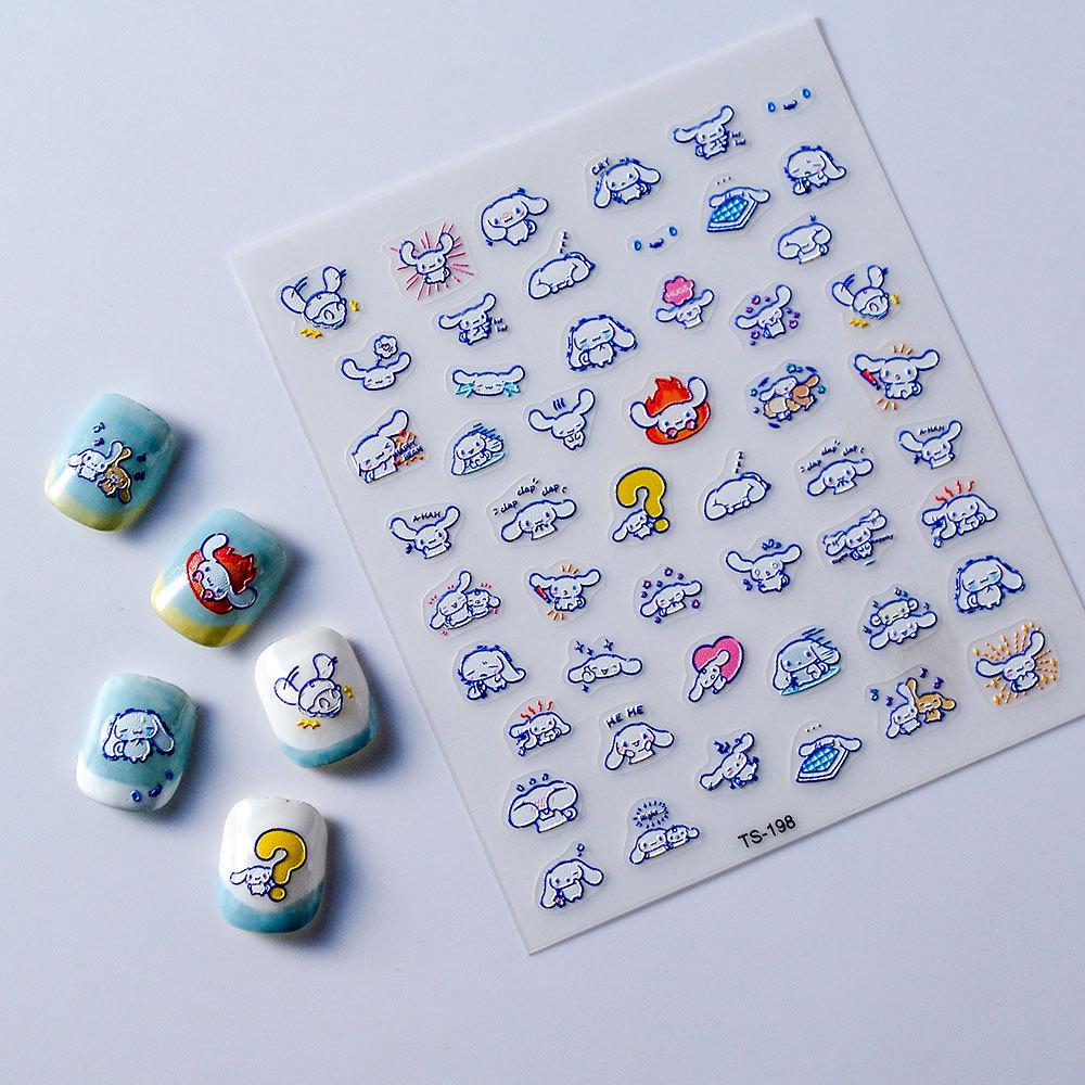 Cute Cartoon Dog 5D Nail Art Stickers - Waterproof, Long-lasting Adhesive Decals