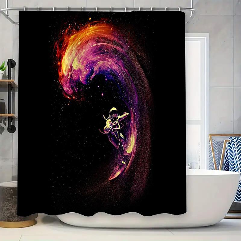 Galaxy Shower Curtain Space Universe Nebula Starry Sky Decor Bathroom Set Home 90x180cm