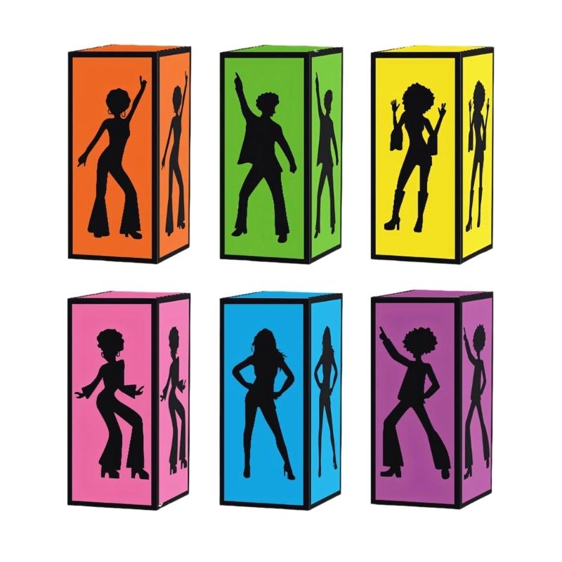 

Disco Box Retro Desktop Decoration Decorative Disco Box Paper Lantern Box Centerpieces 70s 80s Music Theme Decors 1