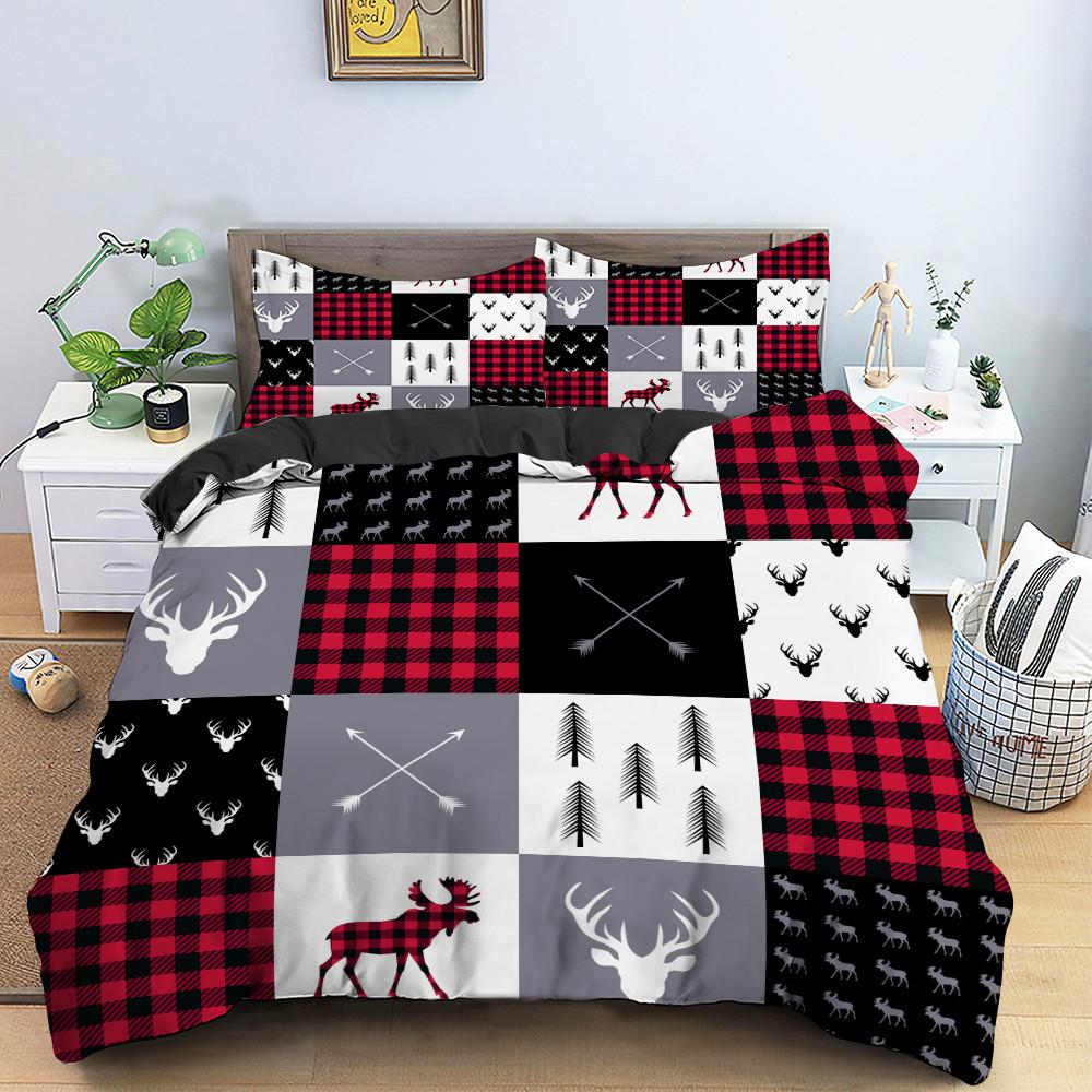 Merry Christmas Bedding Set King Queen Full Twin Size Kids Cartoon Duvet Cover Snow Comforter Cover 2/3pcs Polyester Quilt Cover