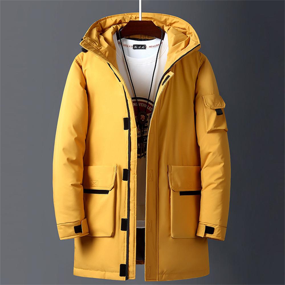 Giacca Parka Casual da Uomo con Cappuccio Autunno Inverno di Media Lunghezza Giubbotti Imbottiti in Piuma d'Anatra Bianca Marca Uomo Ispessito Caldo Cappotto Imbottito