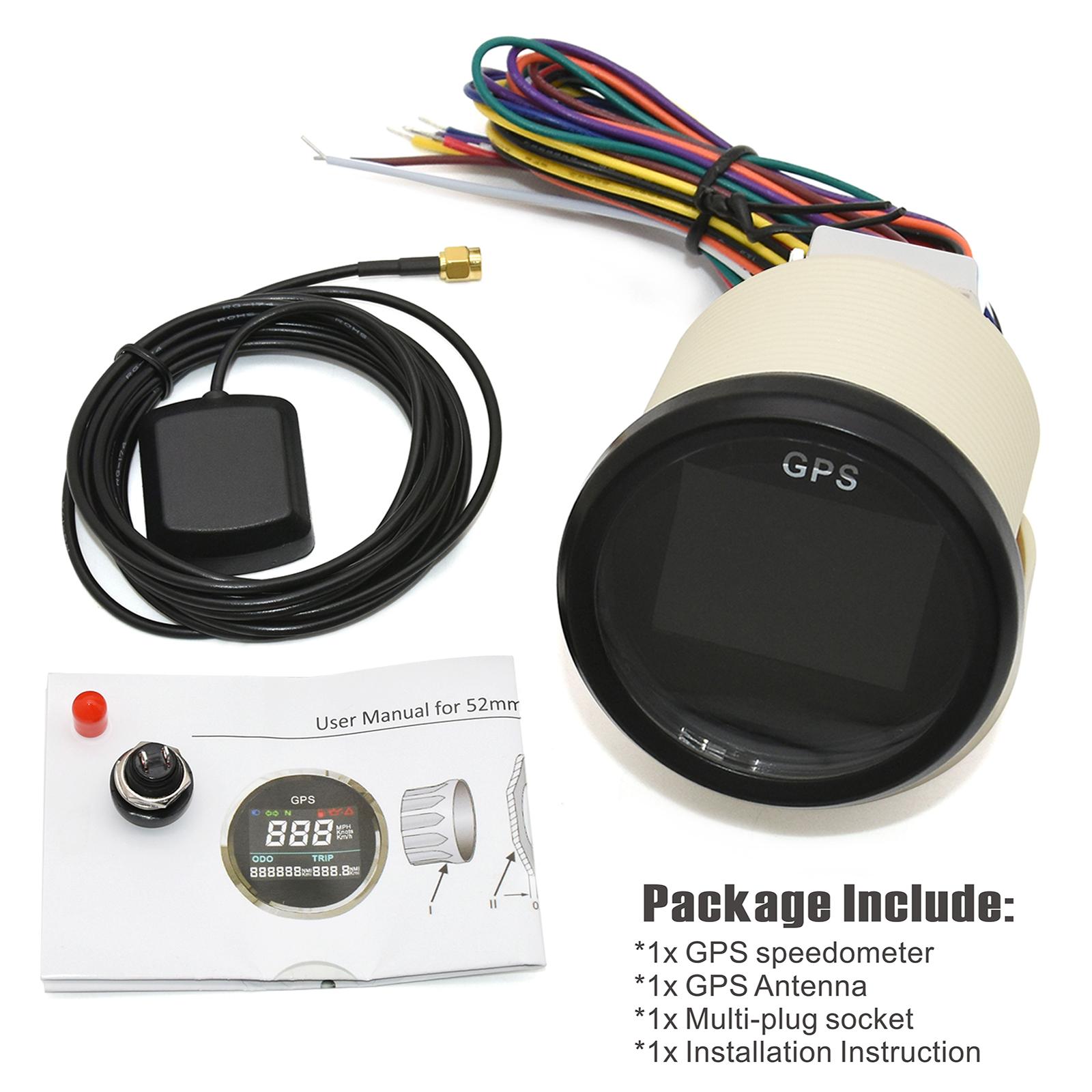

Universal 52mm Digital GPS Speedometer LCD Speed Gauge Odometer Trip Meter Counter for Auto Motorcycle Boat Yacht 12V 24V чорний