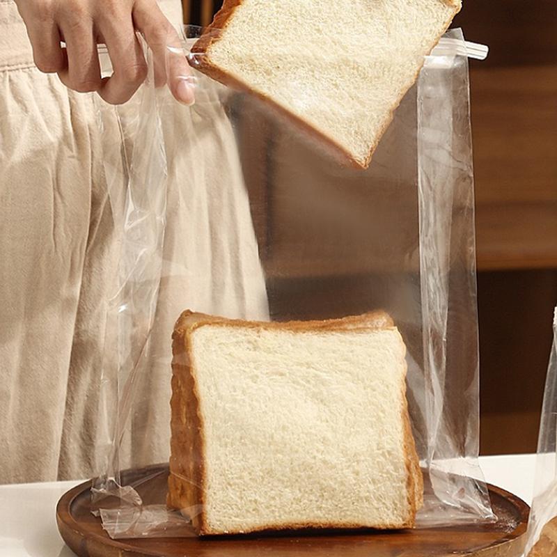 10pcs Toast Bakery Bag With Clear Window Bread Packaging Bags Curling Wire Sealing Avoid Oil Baking Takeaway Food Cake Package