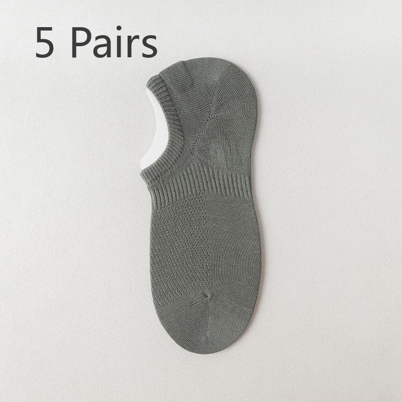 5 Pairs of Men's Summer Thin Mesh Breathable Silicone Non Slip Invisible Socks