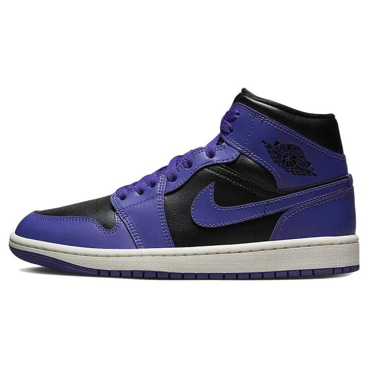 Womens Air Jordan 1 Mid 'Dark Concord' (women's sizes) Black / Dark Concord / Sail Vintage Basketball Shoes BQ6472 051