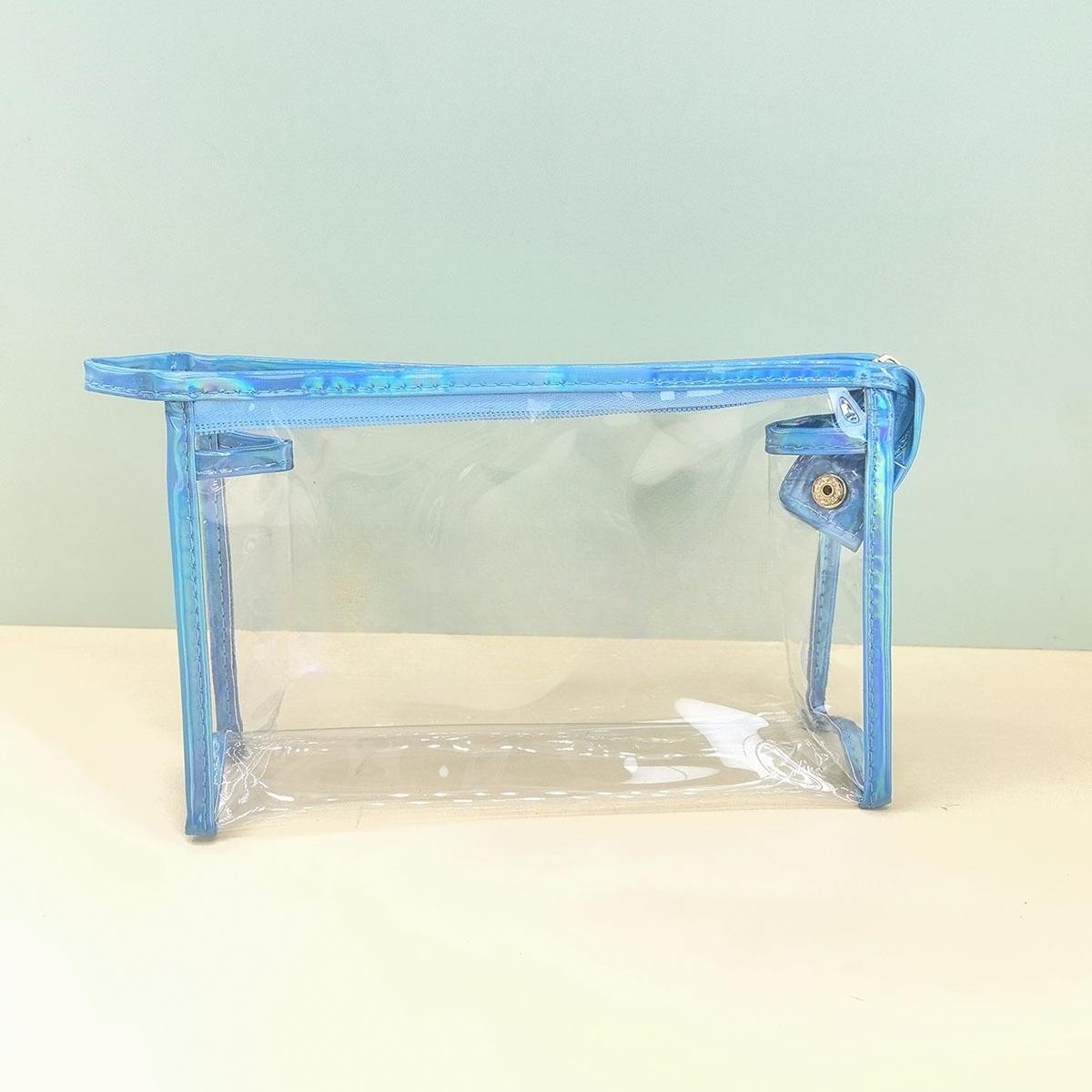 

New Letter Embroidery Makeup Bag, Transparent Pvc Waterproof Zipper Bag, Portable Bathroom Wash Bag