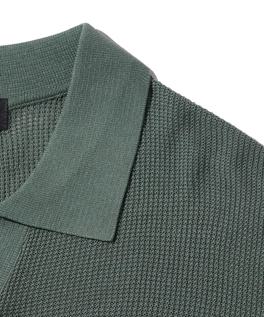 ANALOG MOOD Neff Open Collar Short Sleeve Knit (Deep Green)