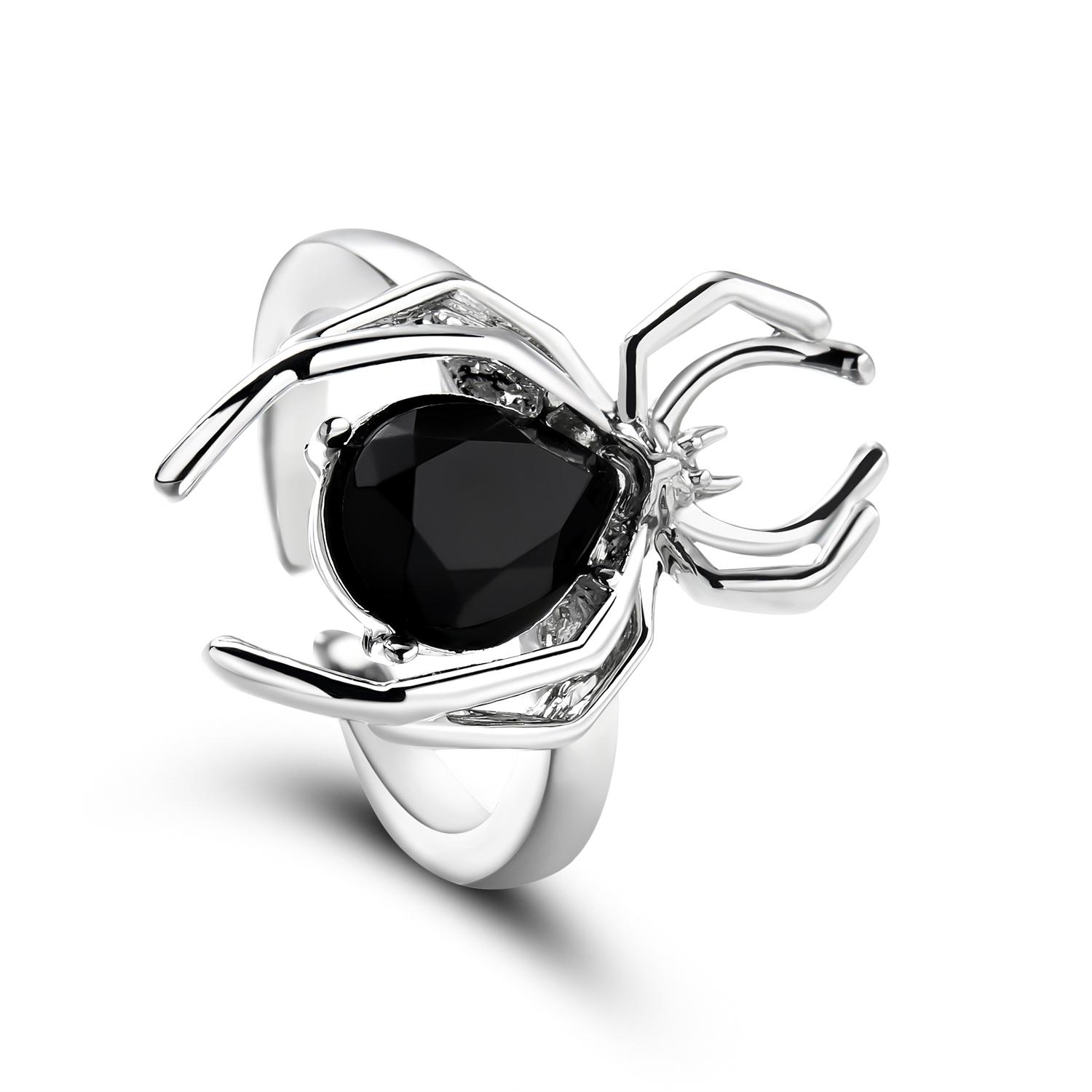 

Halloween Exaggerated Spider Rings for Women Gothic Aesthetic Dark Animal Imitation Pearl Finger Ring Men Party Punk Jewelry resizable