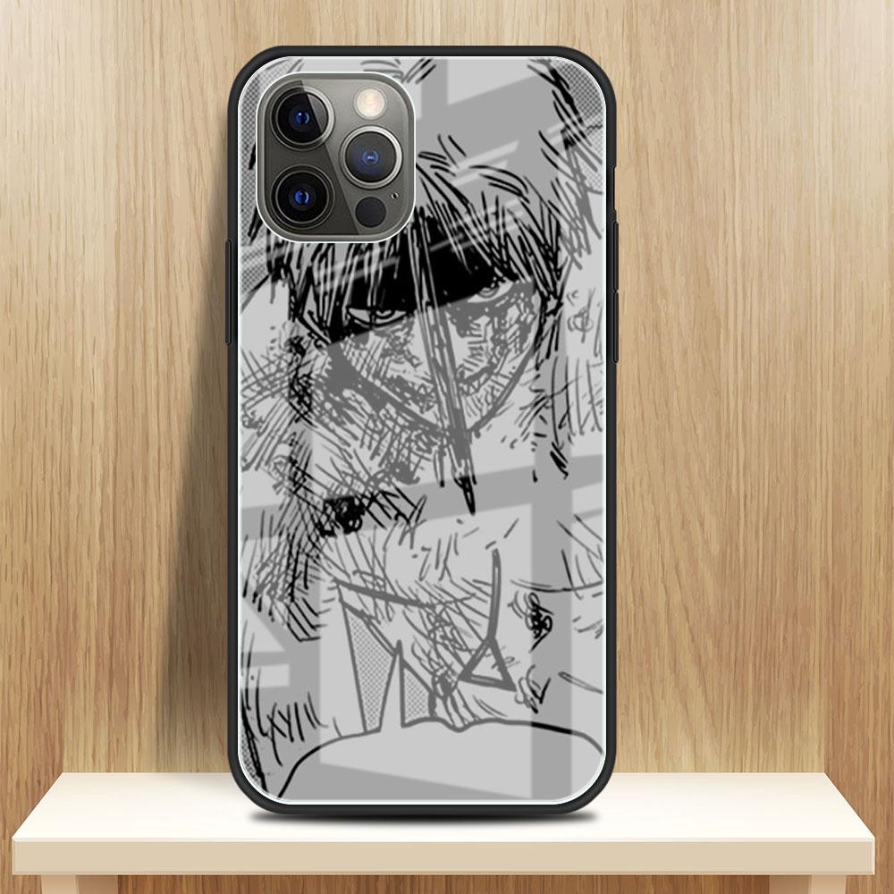 Chainsaw Man Cool Glass Case For Apple iPhone 14 13 Pro 11 12 7 8 Plus SE 2022 XR X XS Max 6 6S Tempered Phone Cover