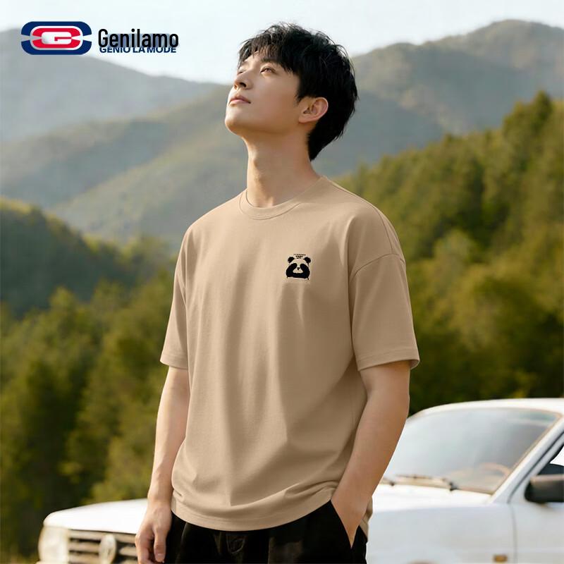 GENIOLAMODE Men's Chinese Style Panda Graphic Cotton T-Shirt