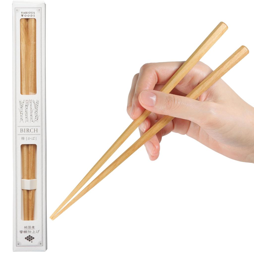 FlaColle Natural Beeswax Finish Natural Wood Made in Gift Chopsticks, 23cm, Octagonal, Thick, Stylish, Japan, [Nostalgic Warmth], (Hippopotamus)