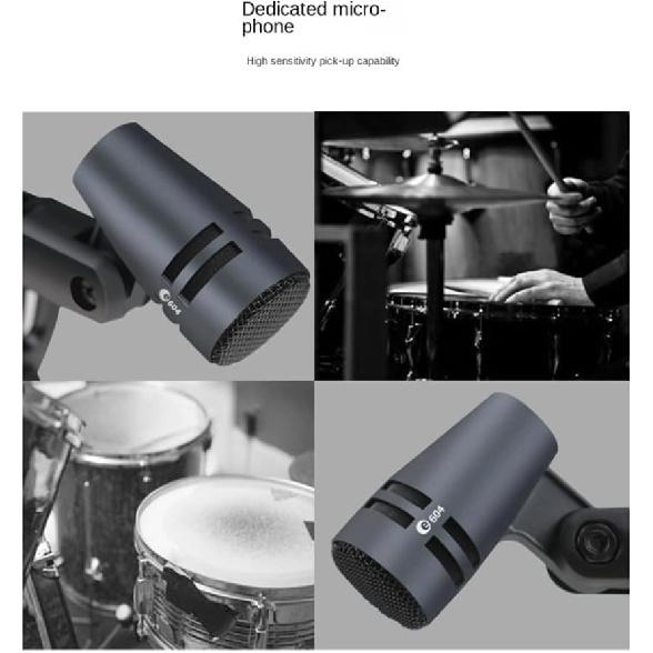 E604 Wired Dynamic Microphone Cardioid Instrument Drum Microphone with Clip Arm Mount Suitable for Drums Instruments