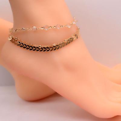 Europe, America, Fashionable Handmade Round Beads, Gemstones, Crystal Aircraft Anklet Sets, One Piece Is Sent On Behalf of Others.
