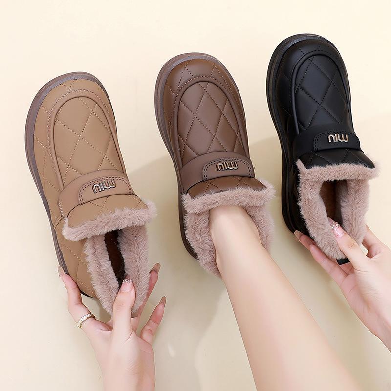 Schneestiefel, Dicksohlige Rutschfeste und Wasserdichte Damen-Baumwollschuhe, Bequeme und Lässige Fleece-Schuhe