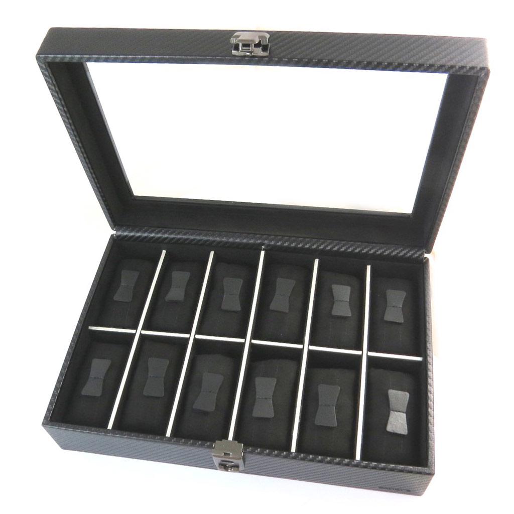 Davidt's [N9384] - Černá krabička na hodinky 'Graphite Design' (12 hodinek) - 31,5x21x8. 5 cm