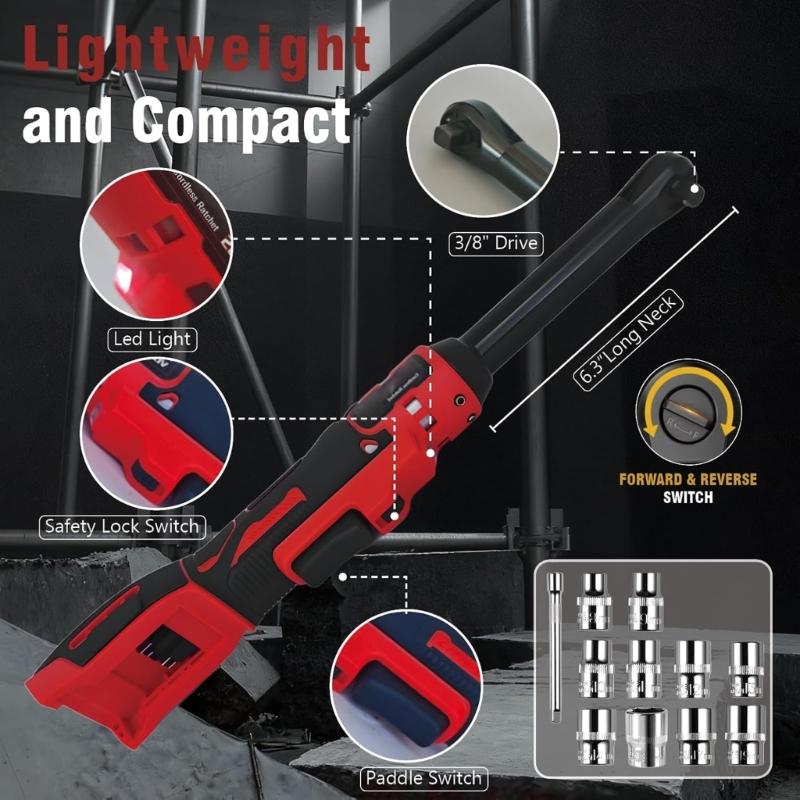 Cordless Electric Wrench With Builtin LED Light 45 Ft Lbs High Torque For Automotive Repair And Mechanical Maintenance
