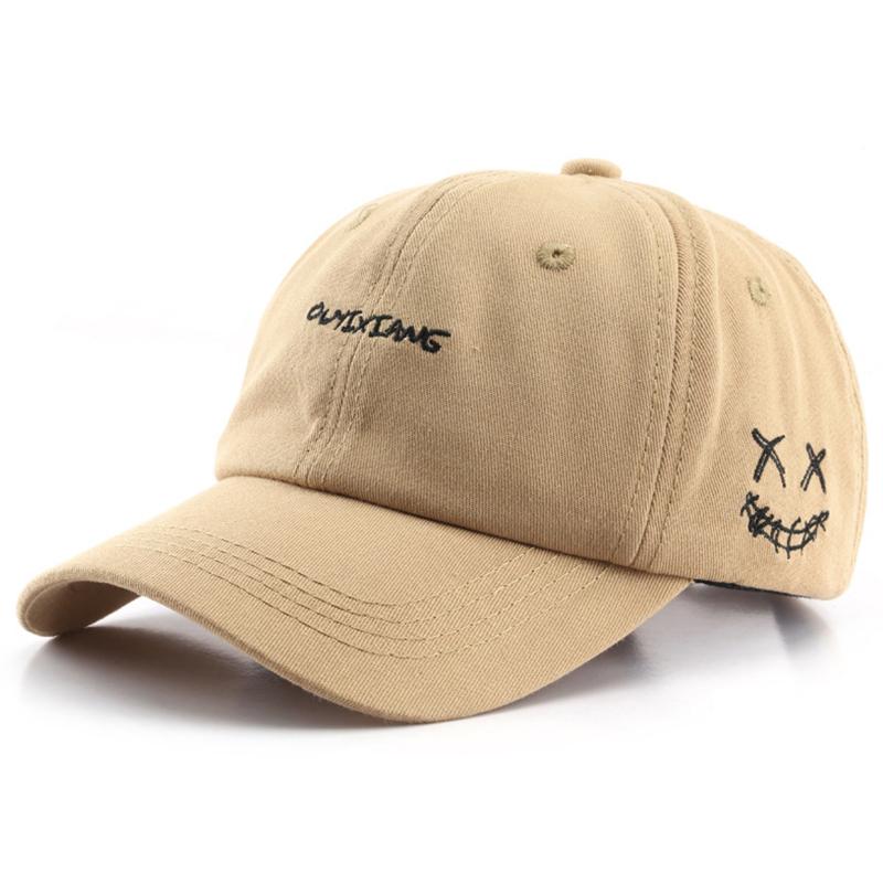 

Бейсболки для мужчин, женская мода, популярные Ins, шапки со смайликом и вышивкой, сплошной цвет, спорт на открытом воздухе, прогулка, досуг, кепка для папы