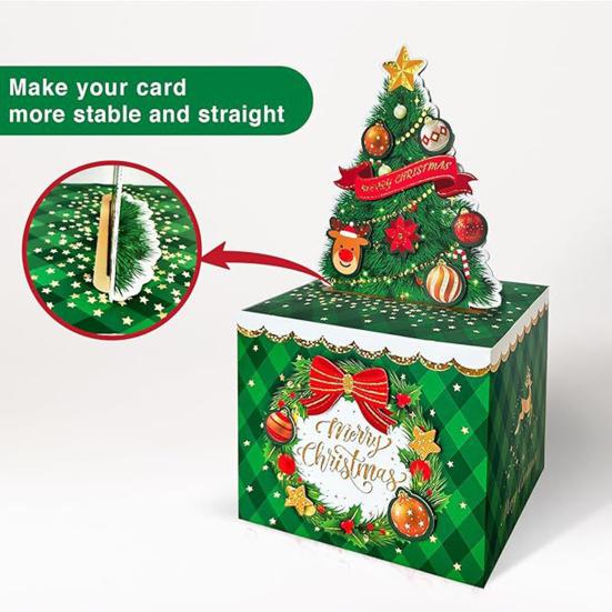 Christmas Money Box for Cash Gift Pull Merry Christmas Money Pull Box with 60 Transparent Bags DIY Holiday Cash Box Surprise Money Holder for