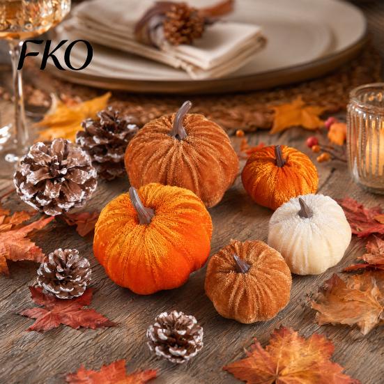 Halloween Seasonal Decorative Pumpkins Small Velvet Pumpkin Thanksgiving Table Centerpiece, Soft Reusable Party Decorations Stuffed for Fall