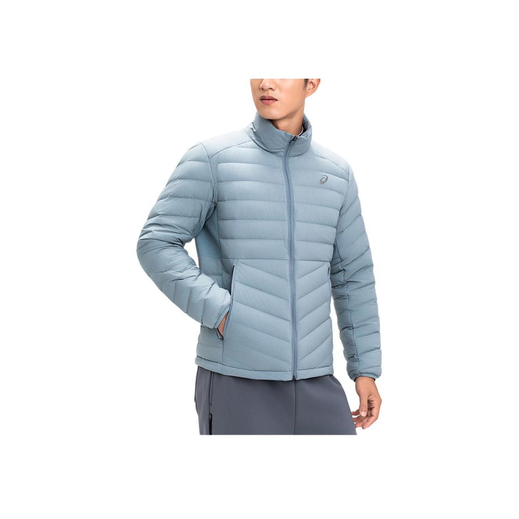 Asics Série Style de Vie Sportif Couleur Unie Polyvalent Chaud Veste de Sport à Manches Longues Manteau en Duvet Vestes Homme Gris Bleu 2031E864-400
