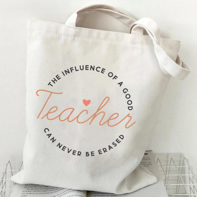 Life Graphics Women Canvas Shoulder Bag Leopard Print Letters Shopping Bag Teacher Best Gift Female Reusable Handbags