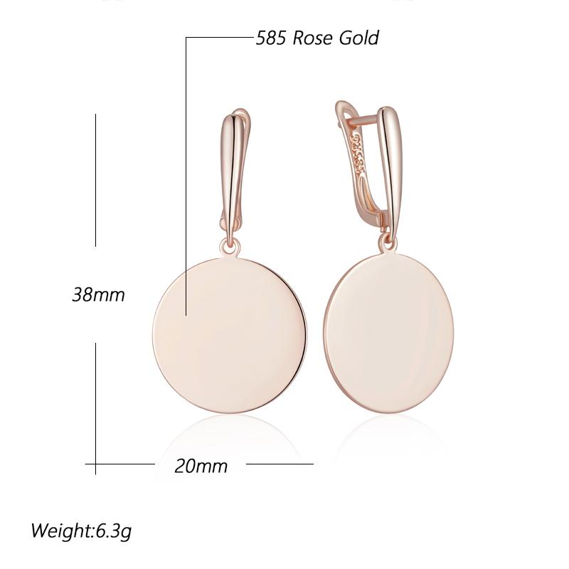 Fashion Glossy Dangle Earrings For Women  Rose Gold Color Simple Round Accessories High Quality Daily Fine Jewelry