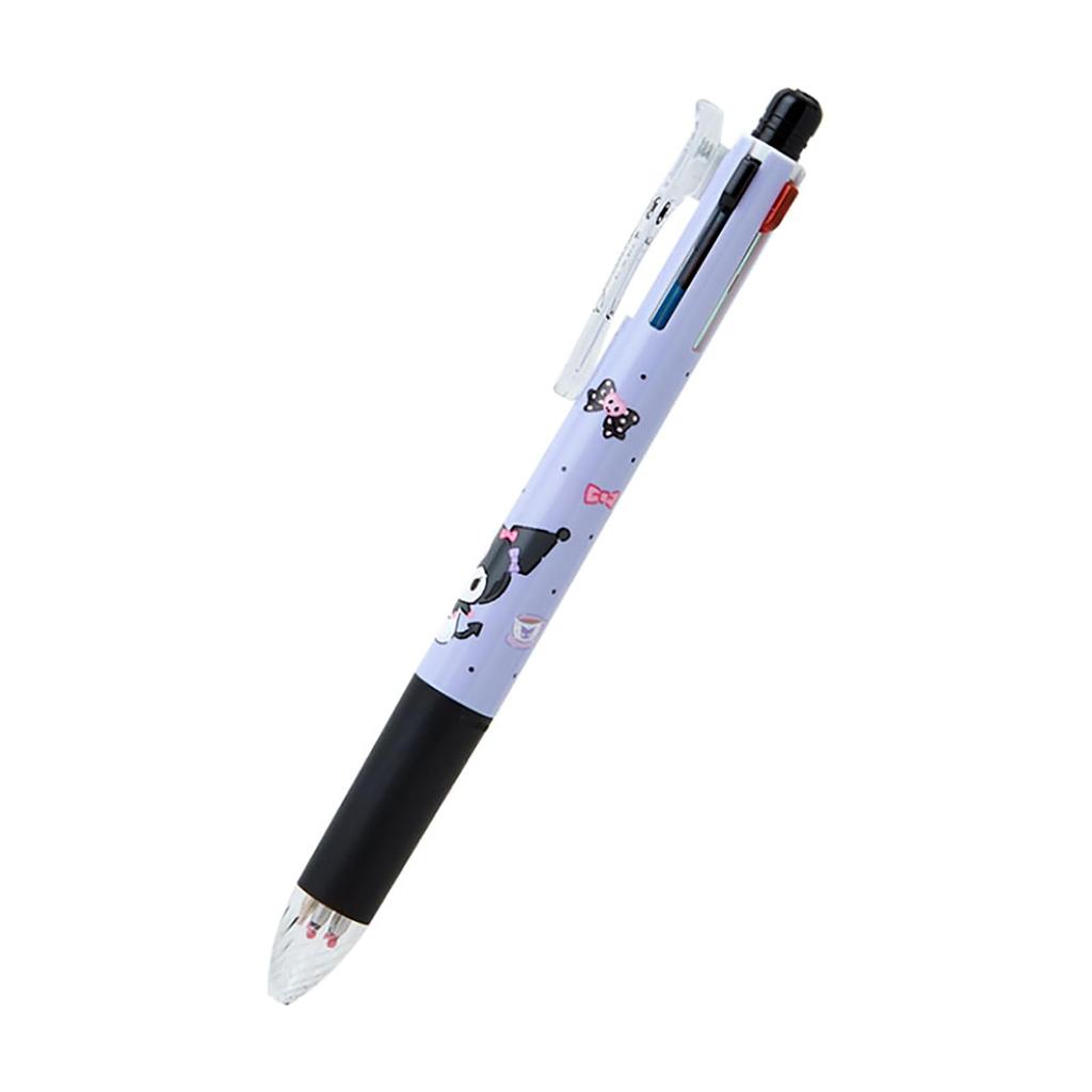 Sanrio Sarasa Multi Kuromi Ballpoint Pen Mechanical Ink 283321 4-Color & Pencil, Colors Black, Blue, Red, Green, 0.5mm,