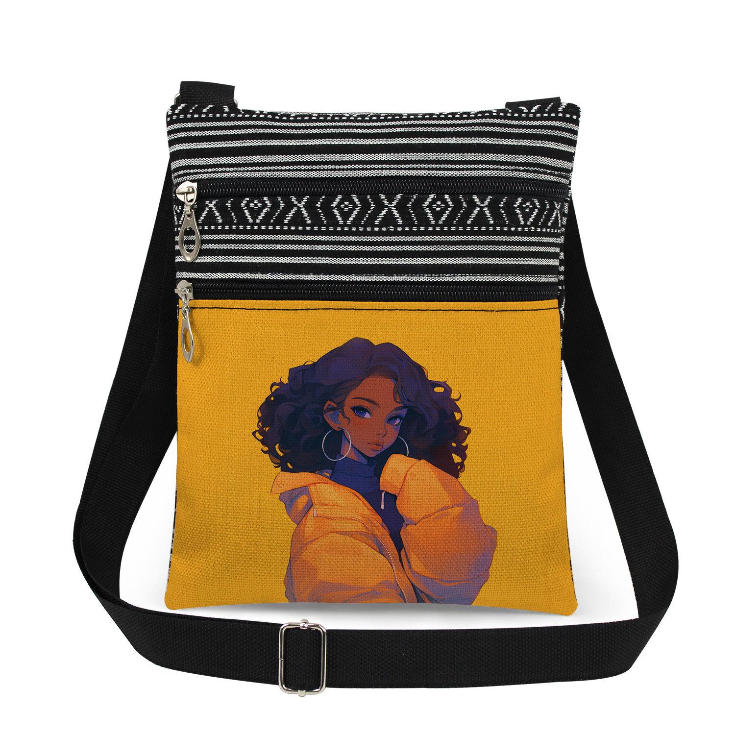 1PC Black girl Print Tote Bags Women Shoulder Handbags Postman Package 6898 KTB