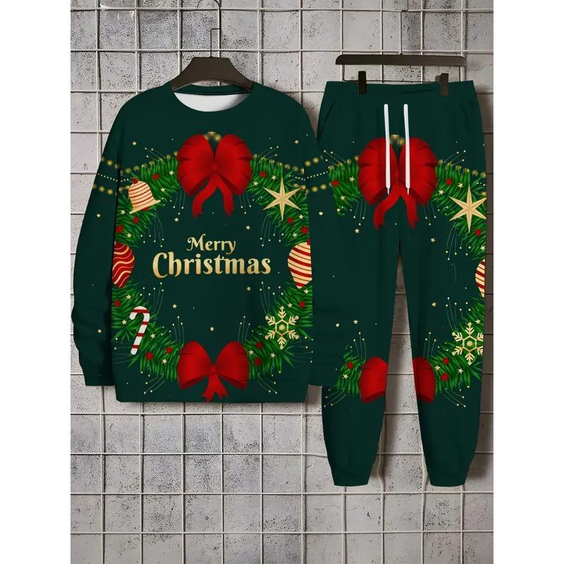 Julklädesset Vår Höst Herr Dam Mode 3D-tryck Mode Casual Sportkläder Sweatshirt Joggingbyxor 2 Delar Set