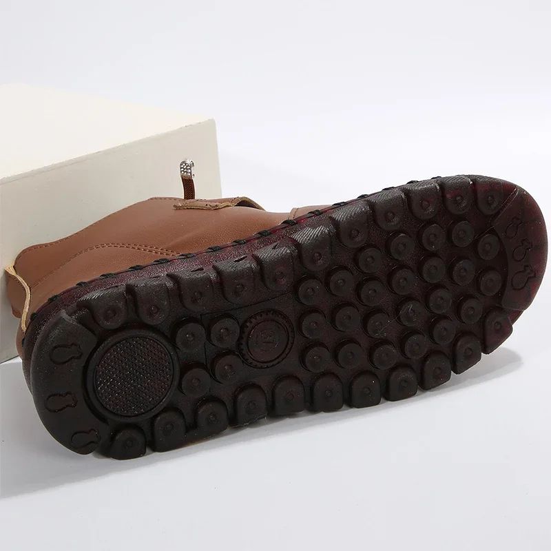 Winter Plush Women's Boots Oxford Handmade Sewing Soft Soled Sneakers Leather Ankle Boots for Women Warm Plush Cotton Shoes