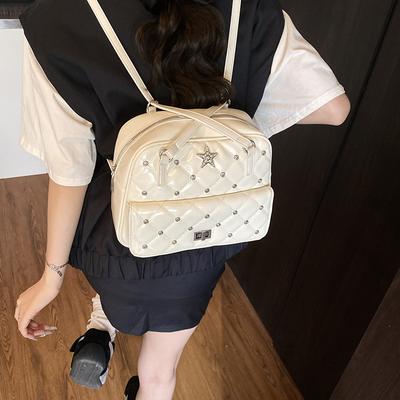 Rhombus Backpack Bag Women's New Trendy Fashion Tote Bag Large Capacity Backpack Briefcase