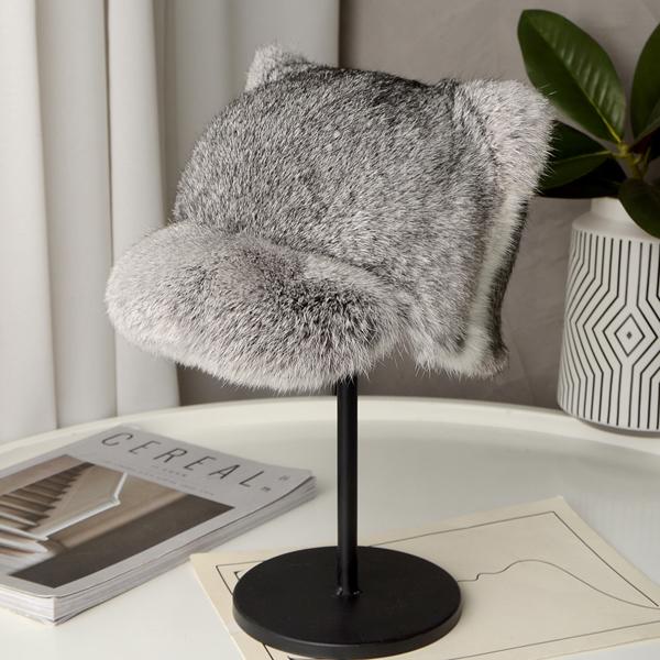 Neue Stil Frauen Kaninchen Pelz Kappe Krempe Niedlichen Ohren Hut Mädchen Winter Warm Echte Natürliche Kaninchen Fell Dicke Warme Hüte