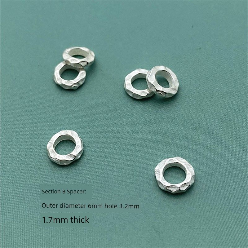 

S925 Sterling Silver Wrapped Beads Loose Beads Plain Silver Solid Spacer DIY Handmade Beaded Woven Carrying Strap Accessories Section B spacer outer diameter 6mm(1)