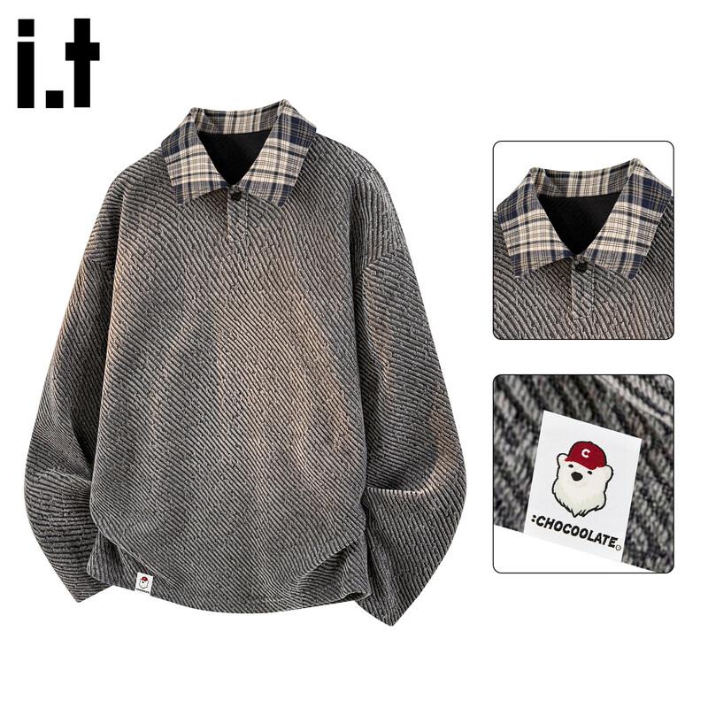 Men's Fleece-Lined Polo Collar Sweatshirt