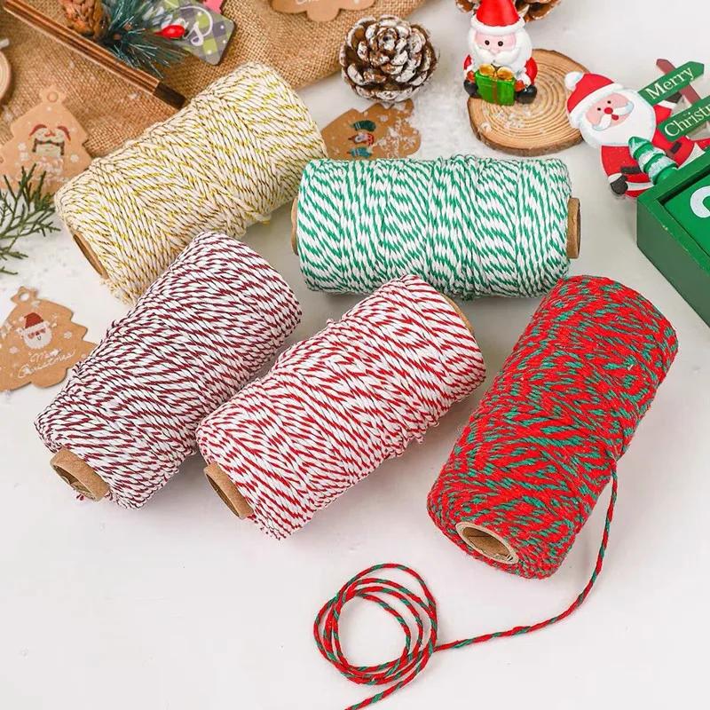 100 Meter/Roll Two Colors Cotton Baker Twine Rope Cord DIY Gift Crafts Wrap Christmas Wedding Decoration Gift Packaging String
