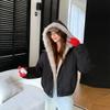 Hip-hop wind fur collar jacket women's winter small man thickened hooded cotton-padded coat design sense short cotton-padded clothes