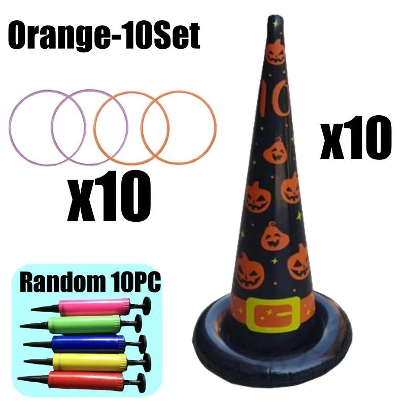 Jeux de lancer d'anneaux d'Halloween Jeux de lancer d'anneaux Chapeau de sorcière gonflable pour enfants Adultes Cadeau de fête d'Halloween Jeux Intérieur Extérieur
