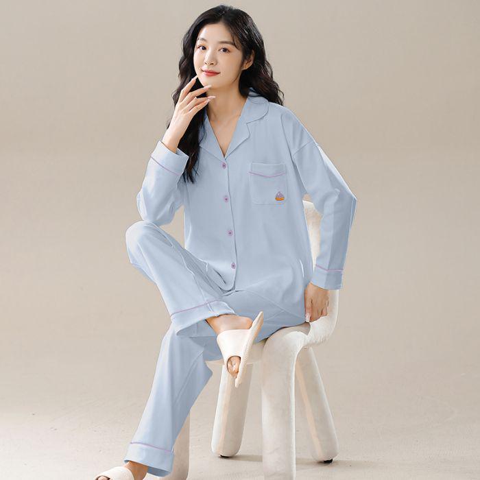 

Жіноча бавовняна піжама 2024 року з підкладками на грудях - довгий рукав, одяг на природі весна/осінь XL (120-140 lbs)