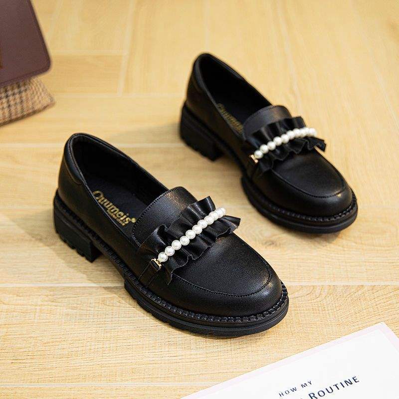 Xianfeng small leather shoes New Year s spring soft-soled loafers thick-heeled single shoes 35