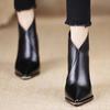 Fashion Fall/Winter New Pointed Back Zip Anti-Slip Wear-Resistant Square Heel Shortleg Boots