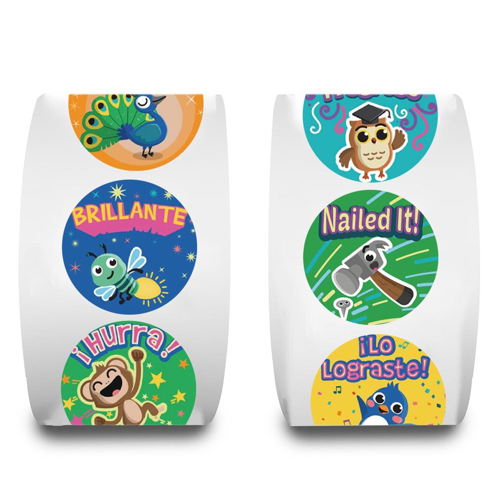 500PCS Animal Stickers Roll Sticker Phone Suitable for Stationery Laptop Luggage Modern Teacher Encouragement Gifts PVC Decor