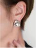Korean Minimalist Geometric Crystal Earrings & Necklace Set with Adjustable Ring