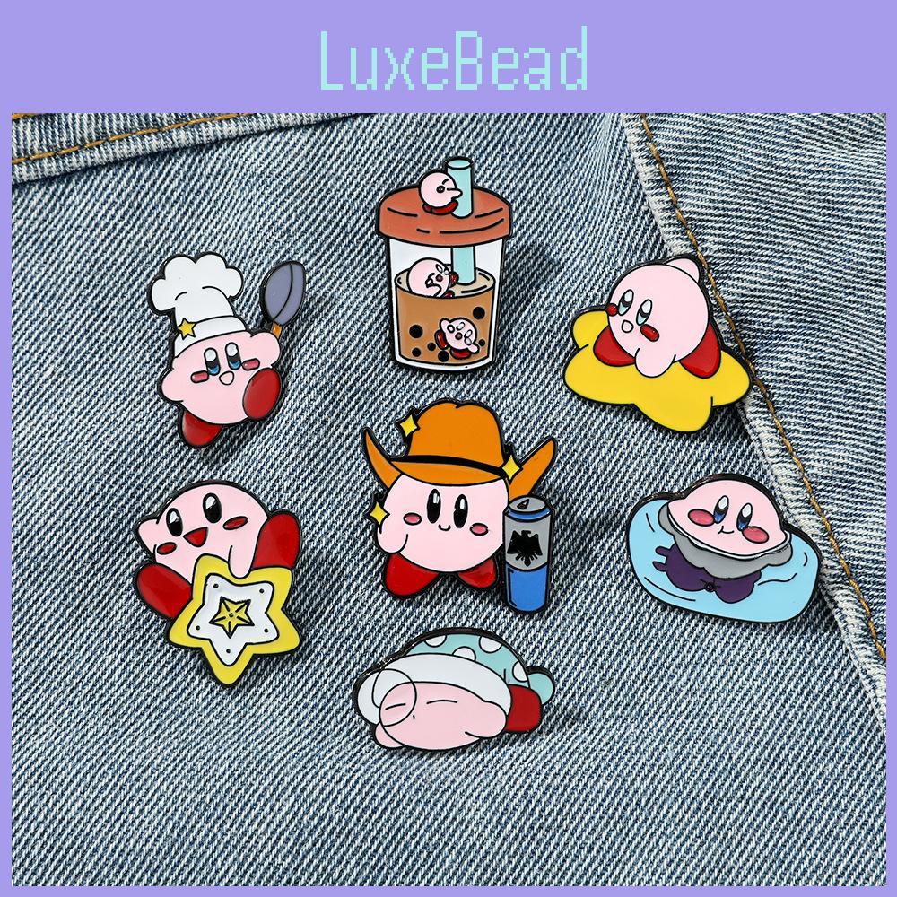 Cute Cartoon Kirby Brooch Creative Alloy Milk Tea Cup Cowboy Kirby Bag Accessory Pin