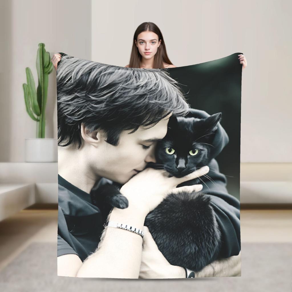 Damon Salvatore The Vampire Diaries Blanket Soft Warm Comfortable Plush Throw Living Room Flannel Bedspread Bed Cover